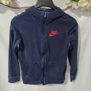 Nike Hoodie Youth Boy's Hooded Full Zip Sweatshirt AA6628 451 Navy Blue/Red L